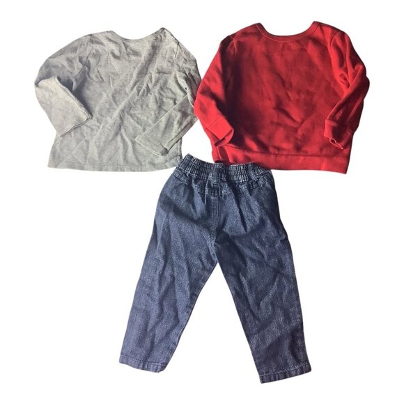 Lot Of 3 Garanimals Multicolor Shirts & Elastic Waist Blue Jeans Baby Girl 18M - Picture 2 of 16